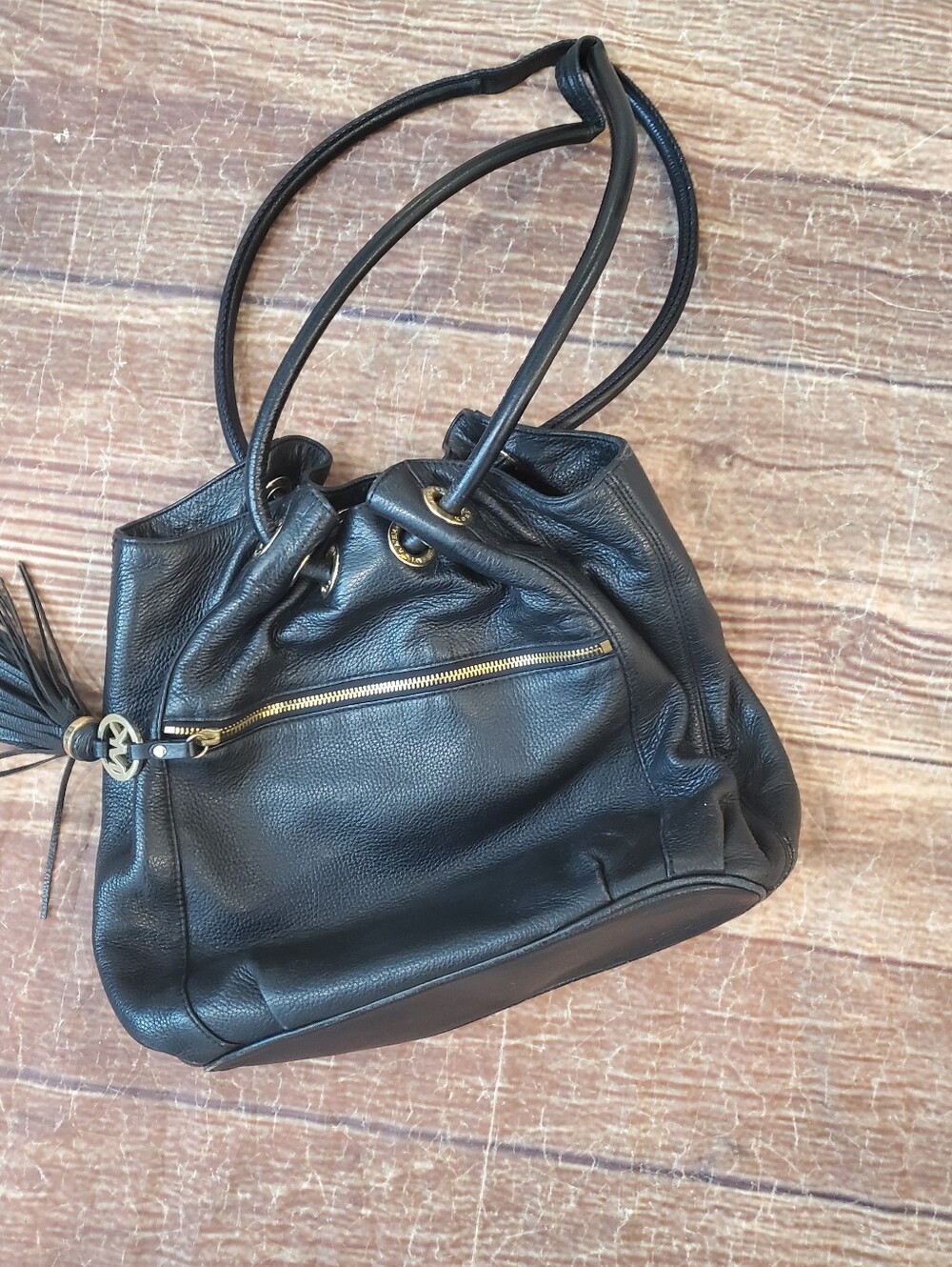 Michael Kors Black Pebbled Leather Shoulder Bag Tote